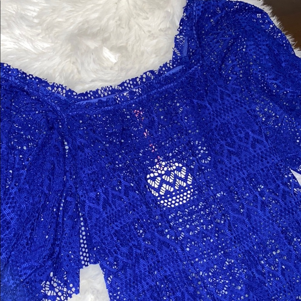 Cobalt Blue Lace Blouse - Picture 2 of 6
